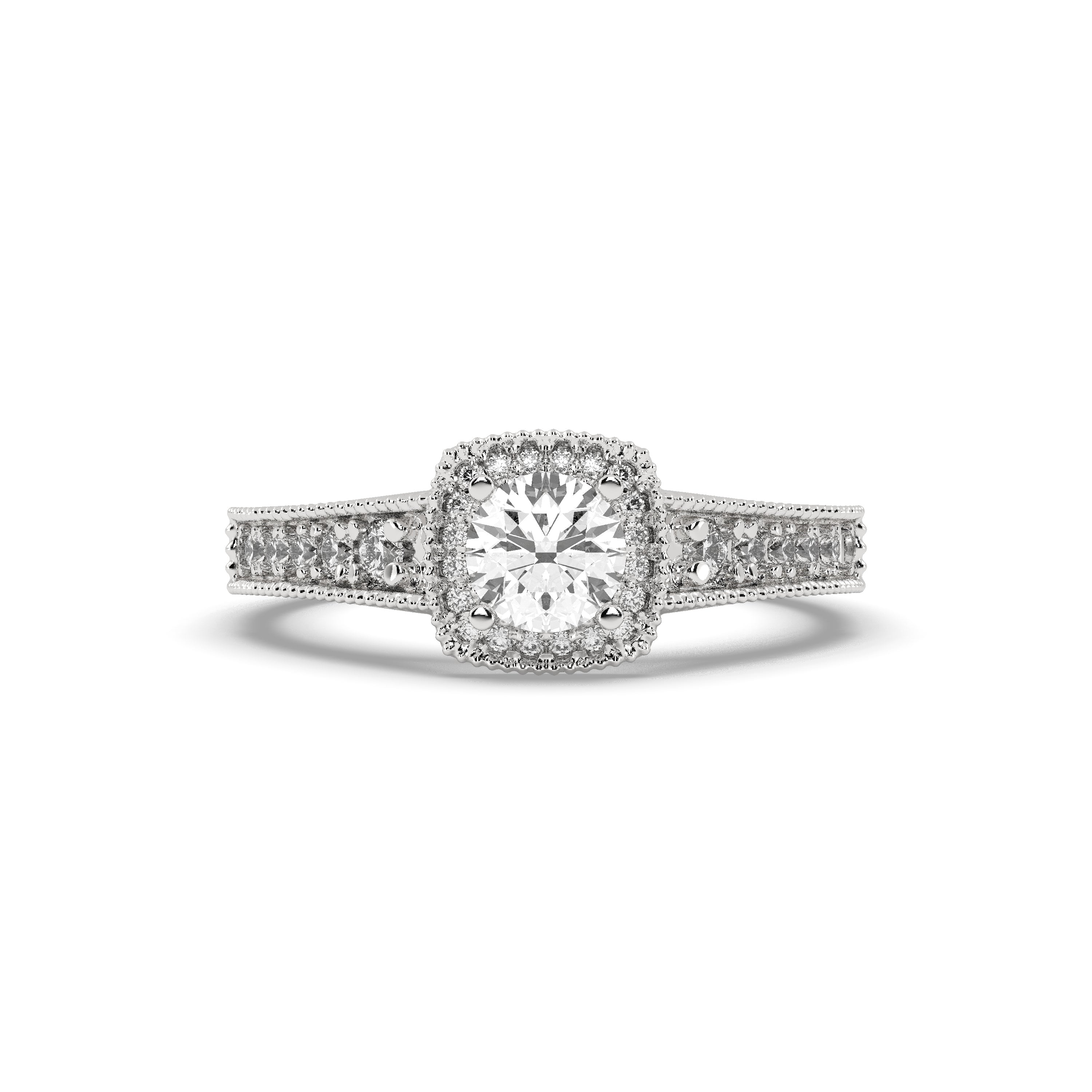White Gold Studded 1.07 Carat Lab Grown Diamond Ring-G Color VS1 Clarity.